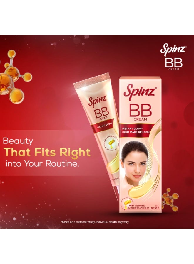 Spinz BB Cream 01 Beige 29g | Instant Glow, Even Skin Tone & Natural Coverage | Lightweight, Non-Sticky Mousse Formula - Image 3